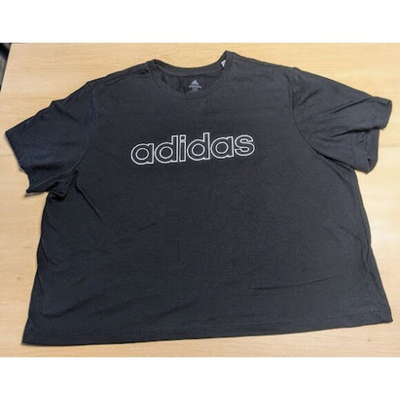 adidas Black & Green Ladies' Logo Crop Tee Shirts - Set of 2 - Size XXL 2XL - Picture 2 of 9